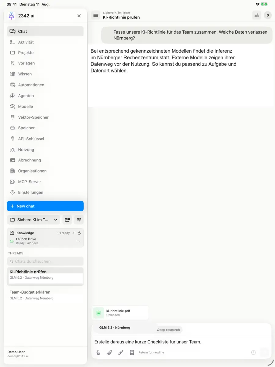 2342.ai chat in the iPad app